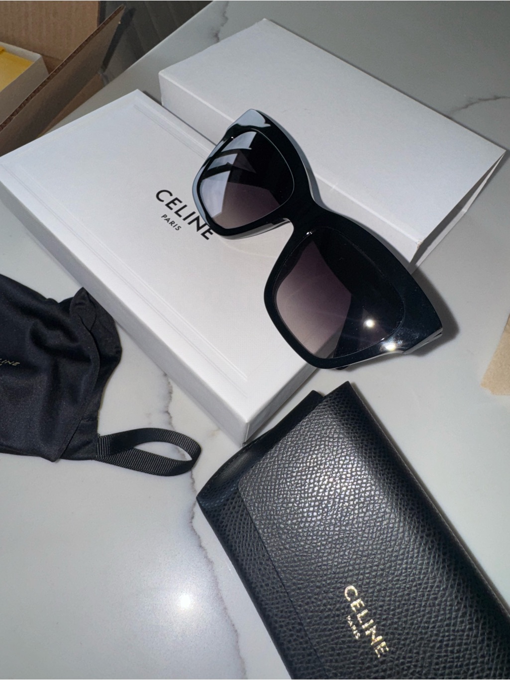 Celine Black Oversized Cat-Eye Sunglasses